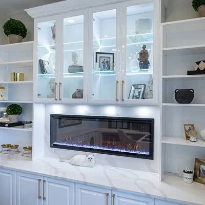 Wall bed closed showing beautiful built-in design