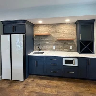 Custom murphy bed system with surrounding shelving